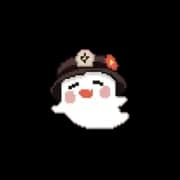 A small floating ghost mascot